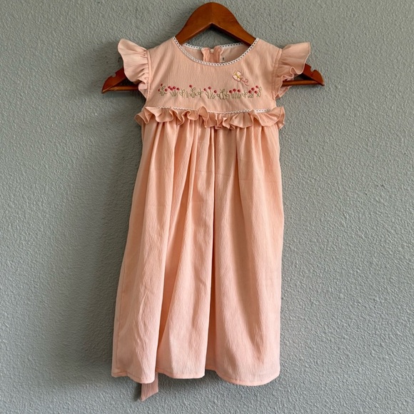 Embroidered Spring‎ Dress Size 6/7 EUC Ruffle Detail - Picture 1 of 3